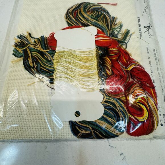 Vtg Bucilla Counted Cross Stitch Kit Festive Noel 8x20 Christmas Tree Santa - Picture 9 of 11